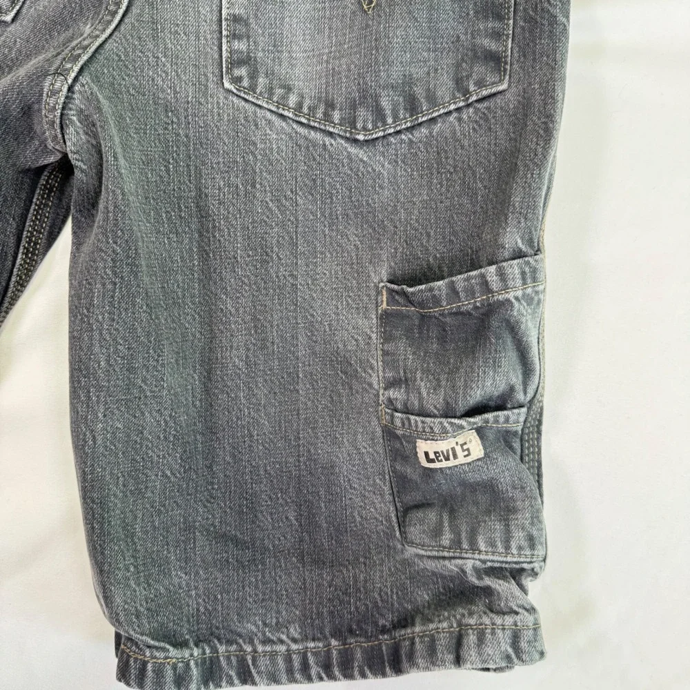 Levi Skater Jorts Youth 16 Regular Grey Carpenter Wide Leg Shorts 90s Grunge W28